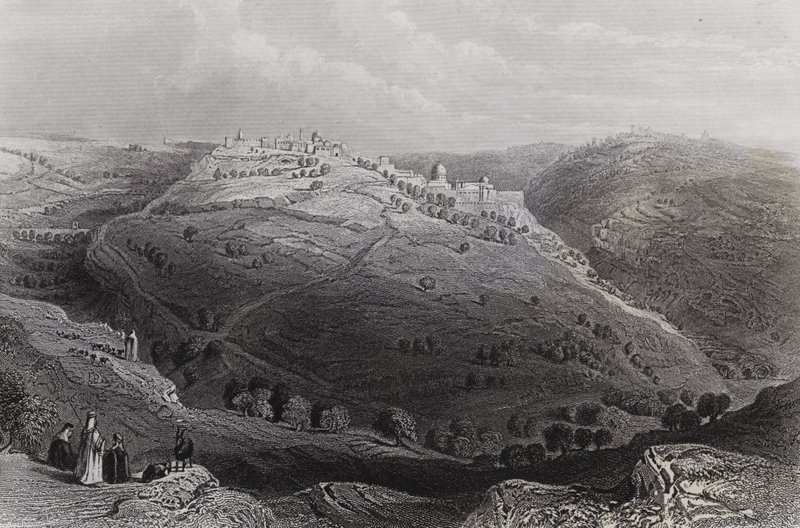 Berg Sion, Jeruzalem, vanaf de heuvel van het kwade advies door William H. Bartlett