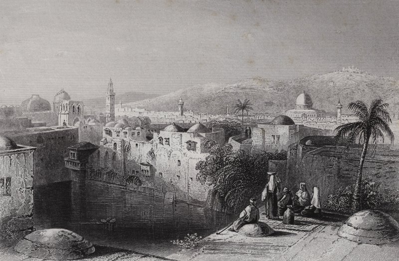 Vijver van Hizkia, Jeruzalem door William H. Bartlett