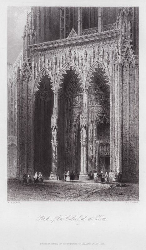 Portiek van de kathedraal in Ulm (gravure) door William H. Bartlett