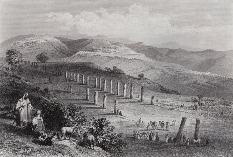 Sebaste, de oude stad Samaria (gravure) door William H. Bartlett