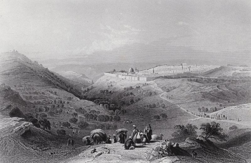 De Olijfberg en Jeruzalem, vanuit het noordoosten door William H. Bartlett