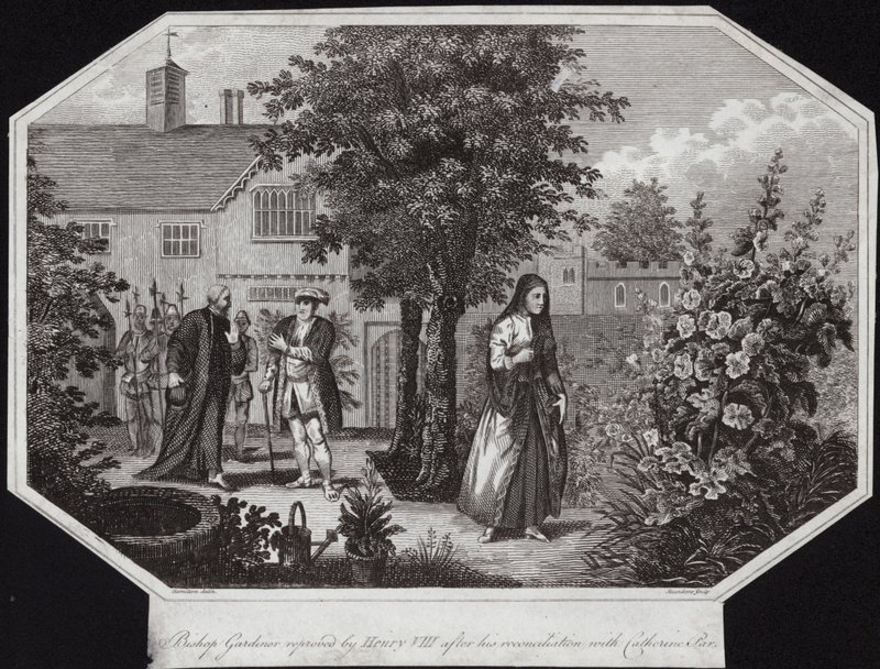 Bisschop Gardiner berispt door Hendrik VIII na zijn verzoening met Catherine Parr door William Hamilton