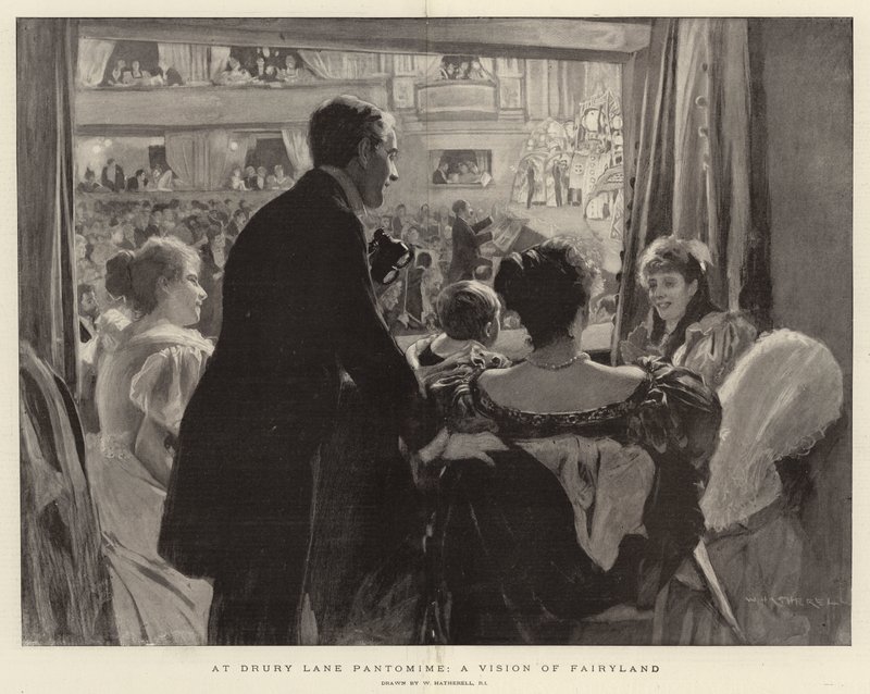 Bij Drury Lane Pantomime, een visioen van sprookjesland door William Hatherell
