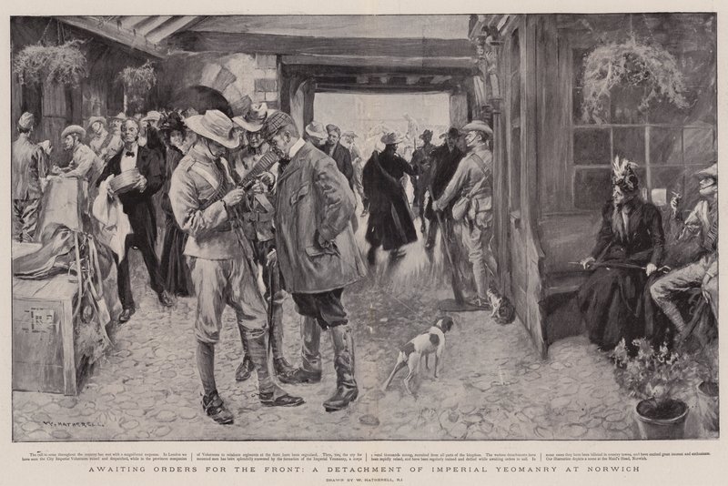 In Afwachting van Orders voor het Front, een Detachement van de Keizerlijke Yeomanry in Norwich door William Hatherell