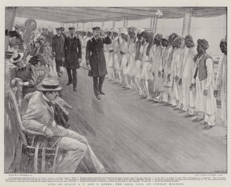 Leven aan boord van een P en O Liner, de roll call op zondagochtend door William Hatherell