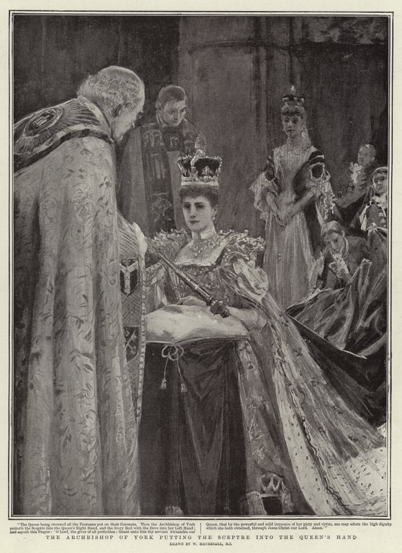 De Aartsbisschop van York die de Scepter in de Hand van de Koningin Plaatst door William Hatherell
