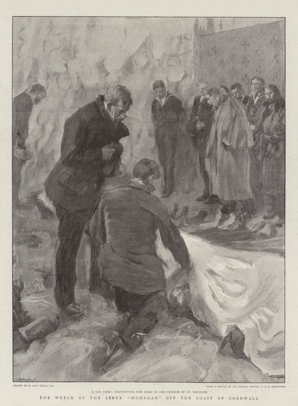 Het wrak van de lijnboot Mohegan voor de kust van Cornwall door William Hatherell