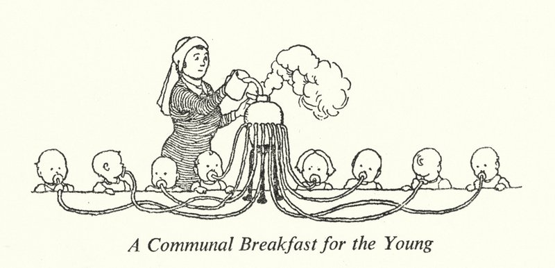 Een gemeenschappelijk ontbijt voor de jongeren door William Heath Robinson
