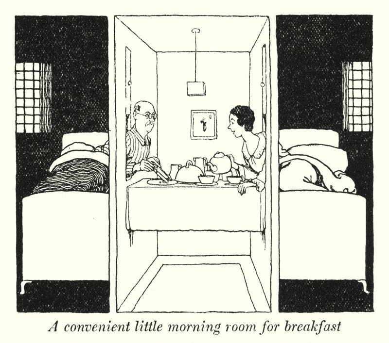 Een handige kleine ochtendkamer voor ontbijt door William Heath Robinson