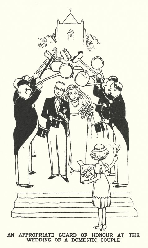 Een passende erewacht bij het huwelijk van een huishoudelijk paar door William Heath Robinson