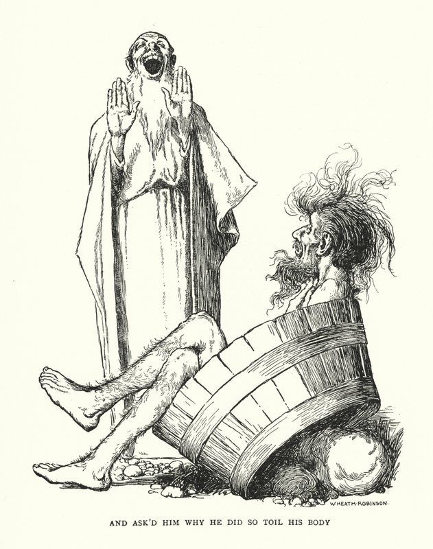 En vroeg hem waarom hij zijn lichaam zo inspande door William Heath Robinson