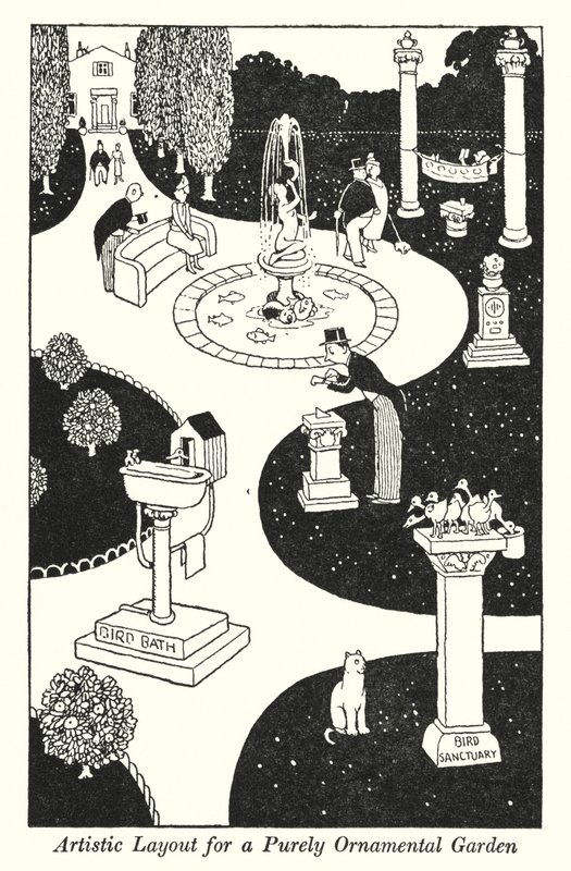 Artistieke Indeling voor een Puur Sierlijke Tuin door William Heath Robinson