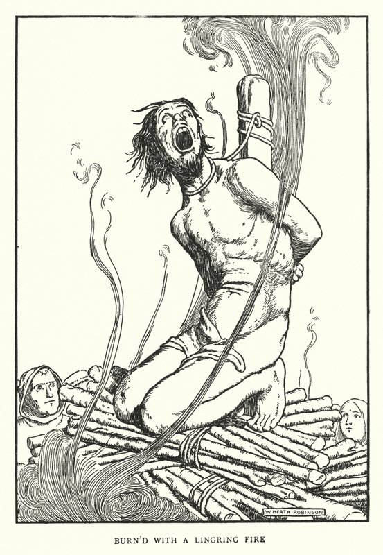 Verbrand met een aanhoudend vuur door William Heath Robinson