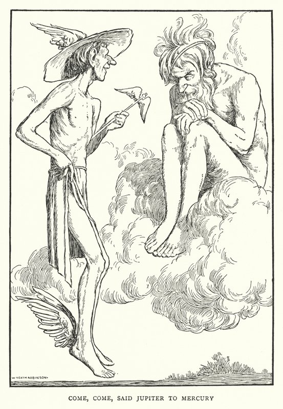 Kom, kom, zei Jupiter tegen Mercurius door William Heath Robinson