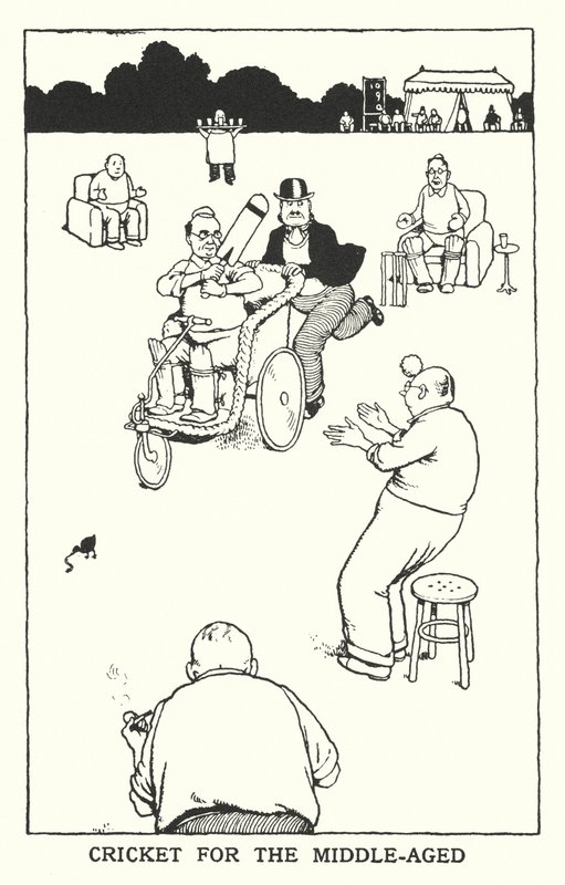 Cricket voor middelbare leeftijd door William Heath Robinson