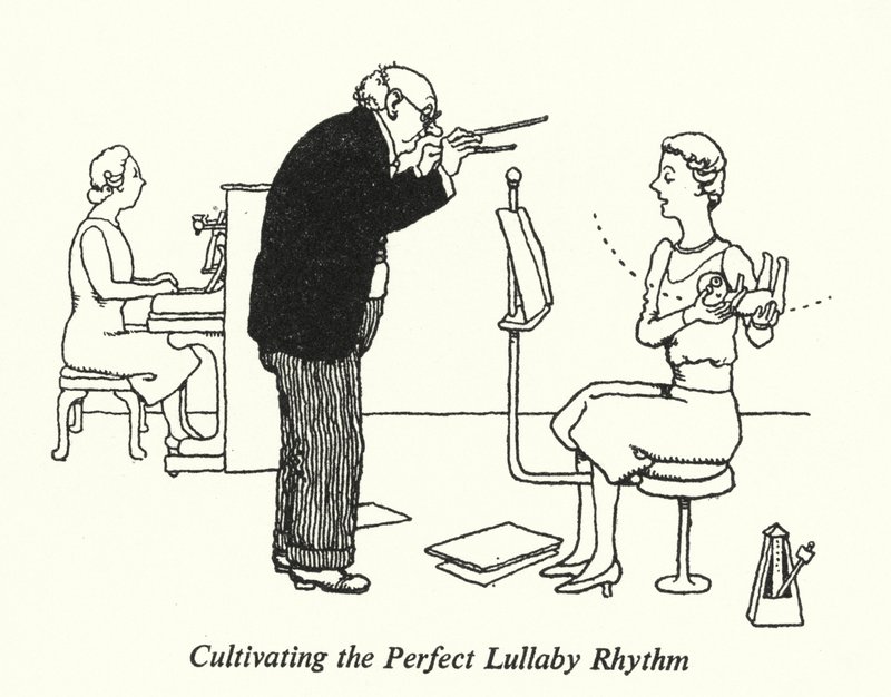 Het Perfecte Wiegeliedritme Cultiveren (litho) door William Heath Robinson