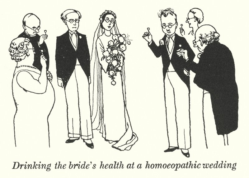 De gezondheid van de bruid drinken op een homeopathische bruiloft door William Heath Robinson