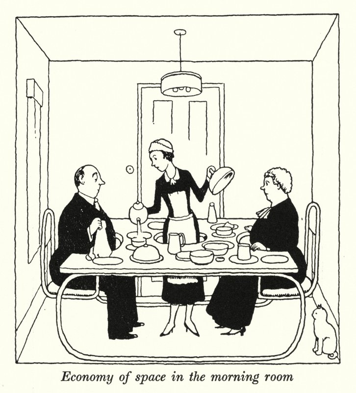 Economie van ruimte in de ochtendkamer door William Heath Robinson