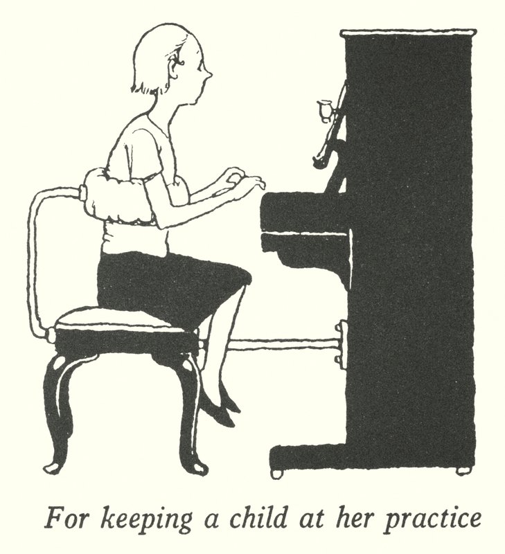 Om een kind aan haar oefening te houden (litho) door William Heath Robinson