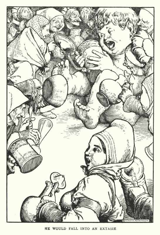 Hij zou in extase raken (litho) door William Heath Robinson