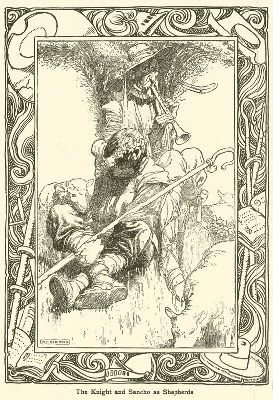 Illustratie voor Don Quichot door William Heath Robinson