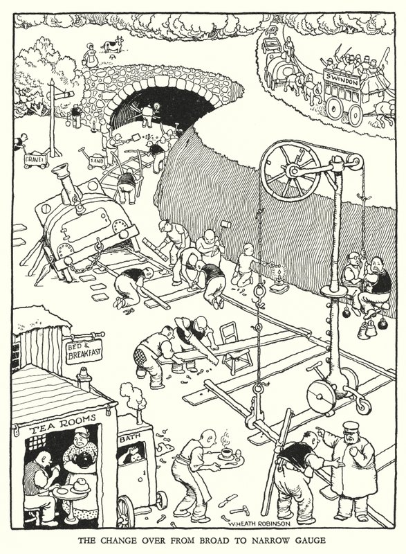 Illustratie voor Railway Ribaldry door W Heath Robinson door William Heath Robinson