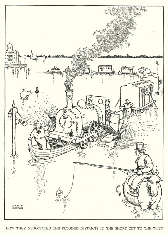 Illustratie voor Railway Ribaldry door W Heath Robinson door William Heath Robinson