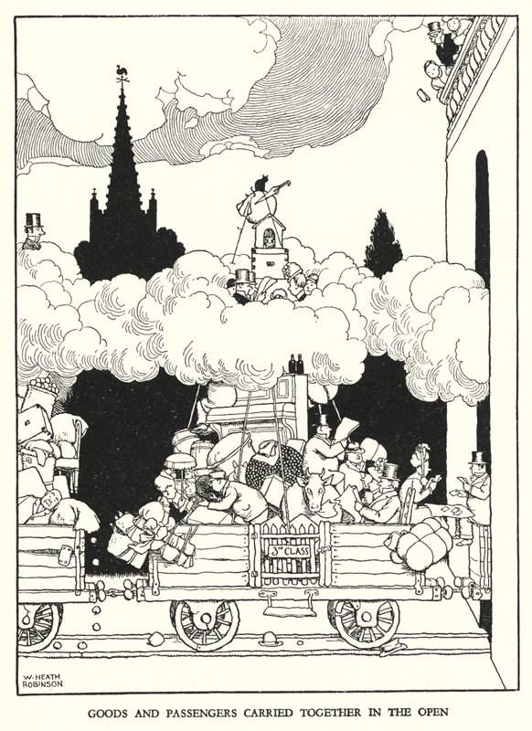 Illustratie voor Railway Ribaldry door W Heath Robinson door William Heath Robinson