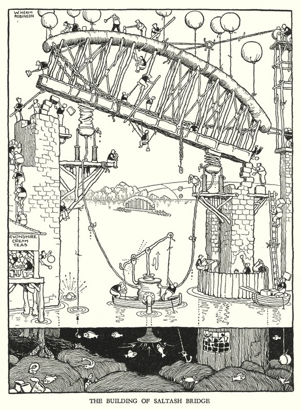 Illustratie voor Railway Ribaldry door W Heath Robinson door William Heath Robinson