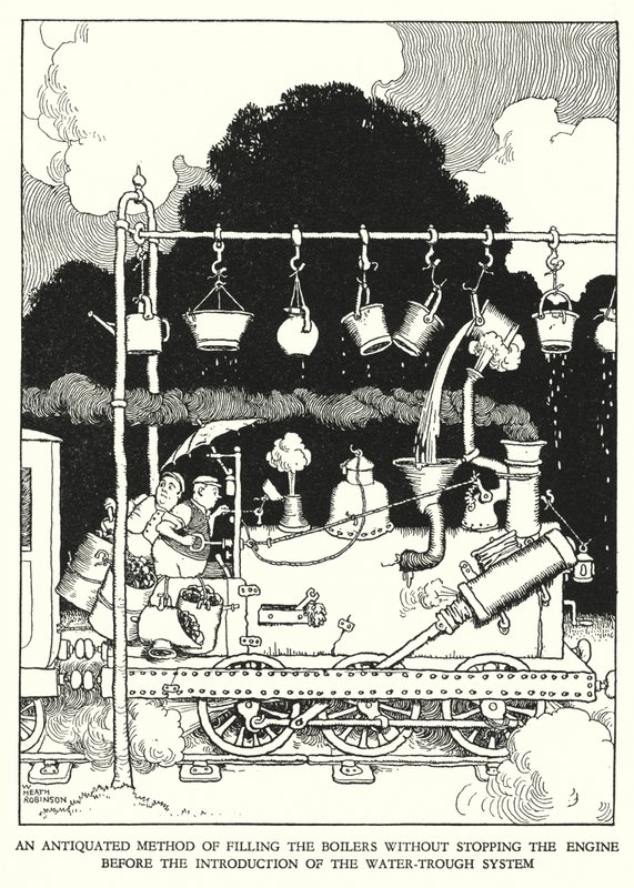 Illustratie voor Railway Ribaldry door W Heath Robinson door William Heath Robinson