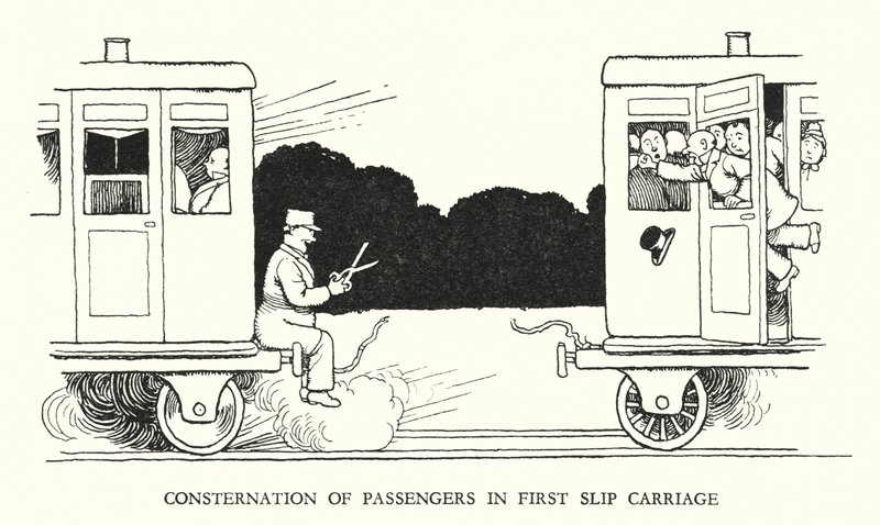 Illustratie voor Railway Ribaldry door W Heath Robinson door William Heath Robinson