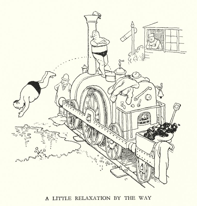 Illustratie voor Railway Ribaldry door W Heath Robinson door William Heath Robinson