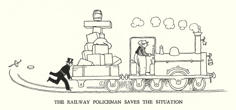 Illustratie voor Railway Ribaldry door W Heath Robinson door William Heath Robinson