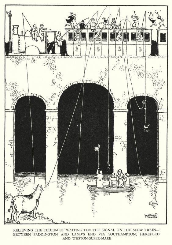 Illustratie voor Railway Ribaldry door W Heath Robinson door William Heath Robinson