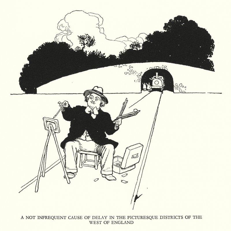 Illustratie voor Railway Ribaldry door W Heath Robinson door William Heath Robinson