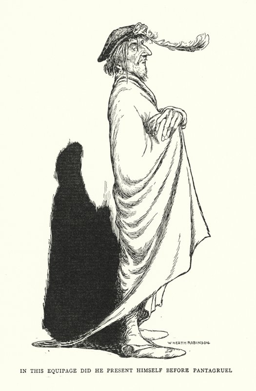 In deze uitrusting presenteerde hij zich voor Pantagruel door William Heath Robinson