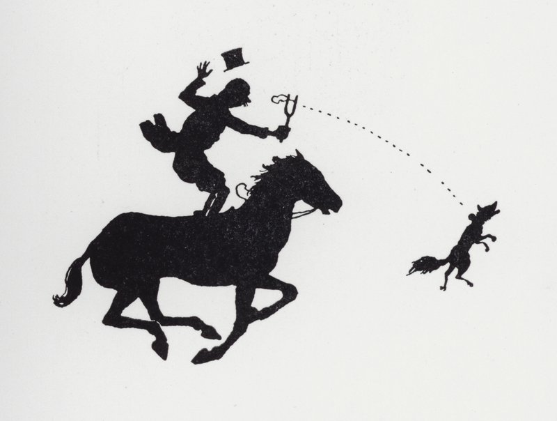Man op paard katapulteert vos door William Heath Robinson