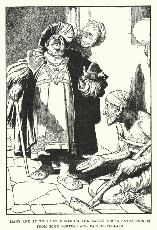 Velen zijn tegenwoordig Hertogen op aarde wiens afkomst van sommige dragers en pardon-verkopers is (litho) door William Heath Robinson