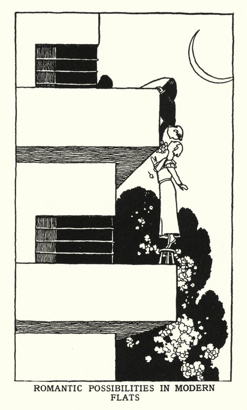 Romantische mogelijkheden in moderne flats door William Heath Robinson