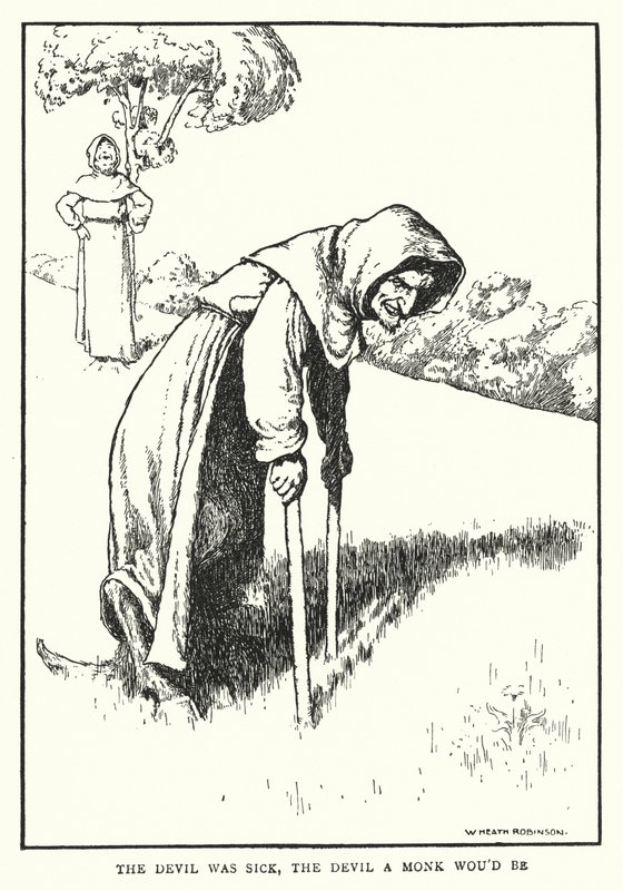 De duivel was ziek, de duivel zou een monnik zijn door William Heath Robinson