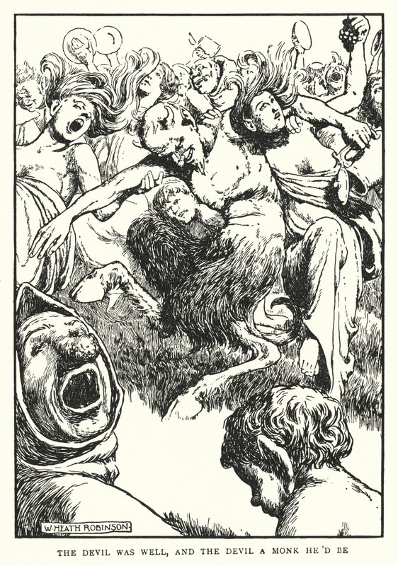 De duivel was gezond, en de duivel zou een monnik zijn door William Heath Robinson