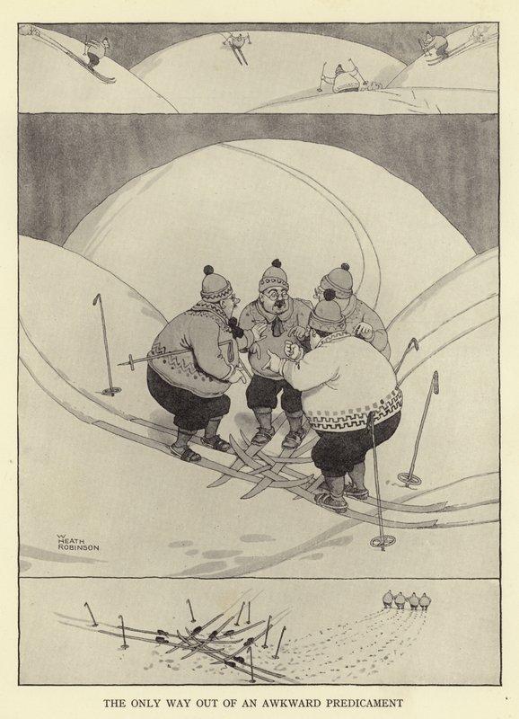 De enige uitweg uit een ongemakkelijke situatie door William Heath Robinson
