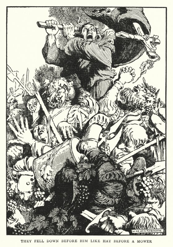 Ze vielen voor hem neer als hooi voor een maaier door William Heath Robinson