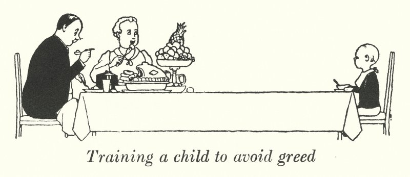 Een kind trainen om hebzucht te vermijden door William Heath Robinson