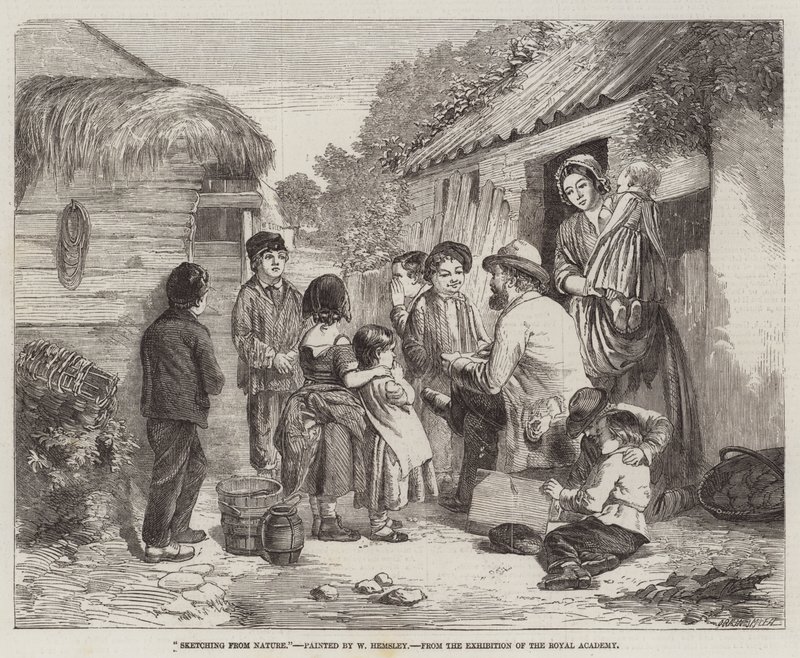Schetsen uit de natuur, van de tentoonstelling van de Koninklijke Academie door William Hemsley