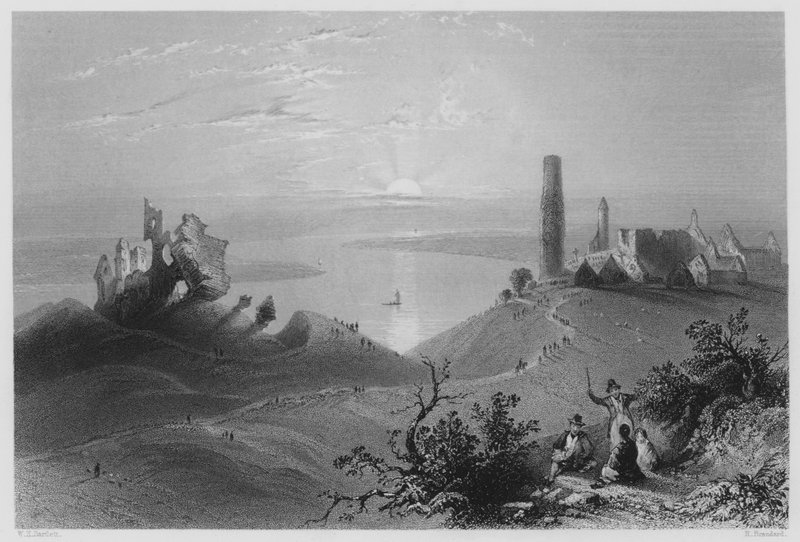 Zeven kerken van Clonmacnoise, aan de Shannon door William Henry (after) Bartlett