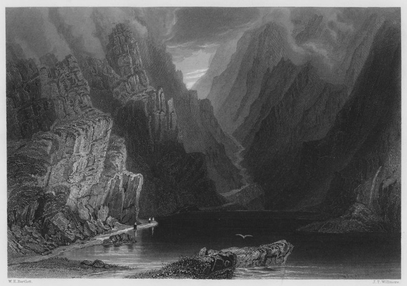 De bergen in de Gap of Dunloe door William Henry (after) Bartlett