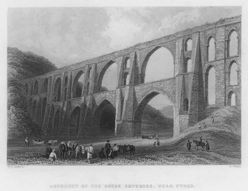 Aquaduct van de Griekse Keizers, nabij Pyrgo (gravure) door William Henry Bartlett