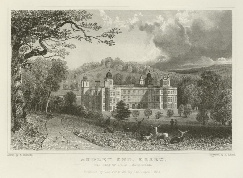 Audley End, Essex, het landgoed van Lord Braybrooke door William Henry Bartlett