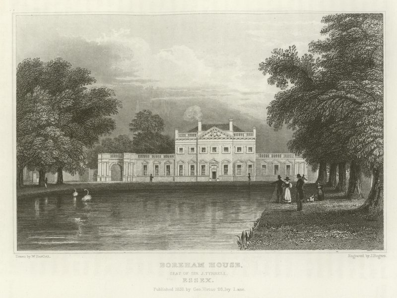 Boreham House, Zetel van Sir J Tyrrell, Essex door William Henry Bartlett